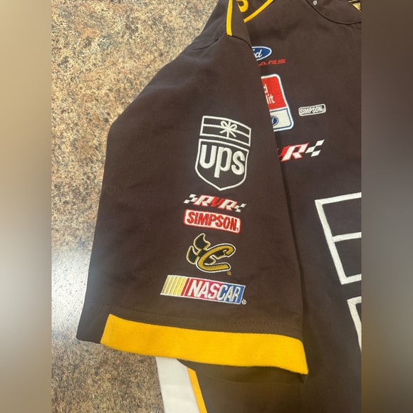Chase Authentics NASCAR UPS Mens Size M Winston Cup Quarter Zip Shirt Brown - Picture 7 of 15